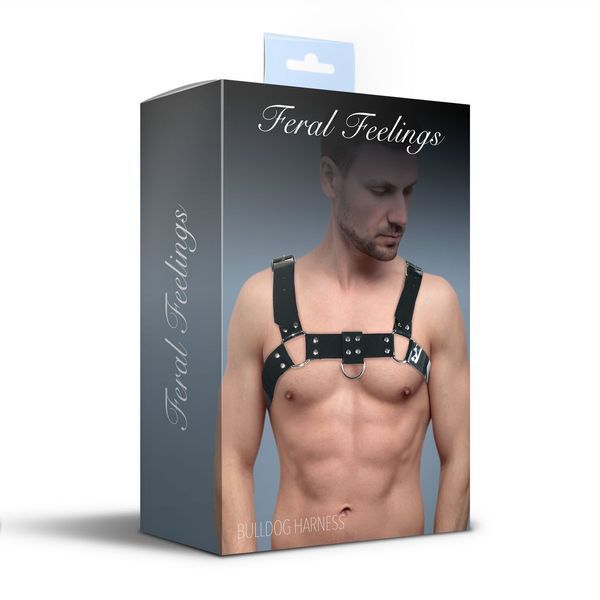 Feral Feelings Men's Chest Harness - Bulldog Harness, color Black