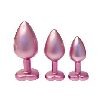 Zestaw trzech zatyczek analnych Dream Toys Gleaming Love, rozmiary S, M, L, perłowy r&oacute;ż