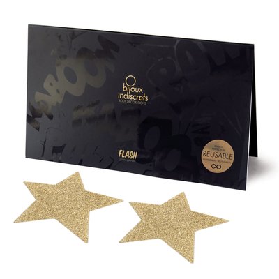 Пестіс - стикини Bijoux Indiscrets - Flash Star Gold, наклейки на соски SO2340 SafeYourLove