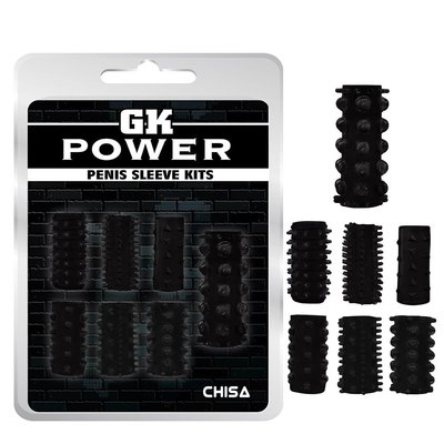 Набор рельефных насадок на член GK Power Chisa черный, 7 шт 325419 /CN-330325419 фото