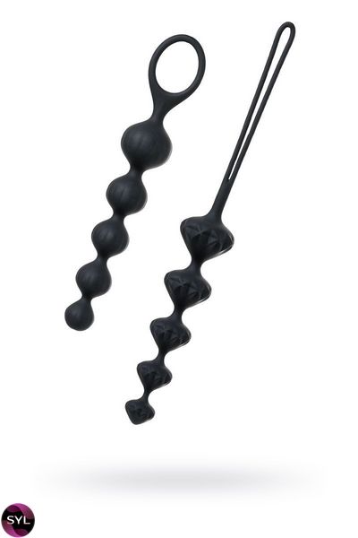 Набор анальных бус Satisfyer Beads Black, силикон, макс. диаметр 3,3 см и 3,5 см SO2740 фото