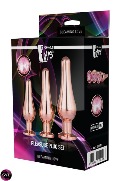 DT21875 набір анальних пробок конічної форми Dream Toys GLEAMING LOVE PLEASURE SET ROSE GOLD DT21875 SafeYourLove