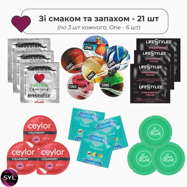 Набір презервативів зі смаком та запахом 21 шт UCIU001172 SafeYourLove