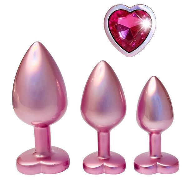 Set of three Dream Toys Gleaming Love anal plugs, sizes S, M, L, pearl, color Pink