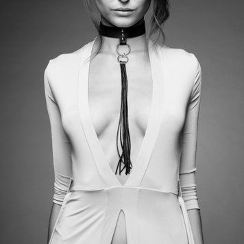 Choker with ring and long tassel MAZE Bijoux Indiscrets (Spain), Black