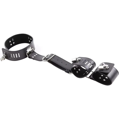 Ошейник с наручниками DS Fetish Collar with handscuff black 252400162 фото