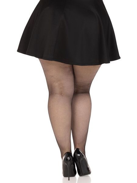 Leg Avenue Spandex micro net tights, 1X/2X, fine mesh, medium fit, Black