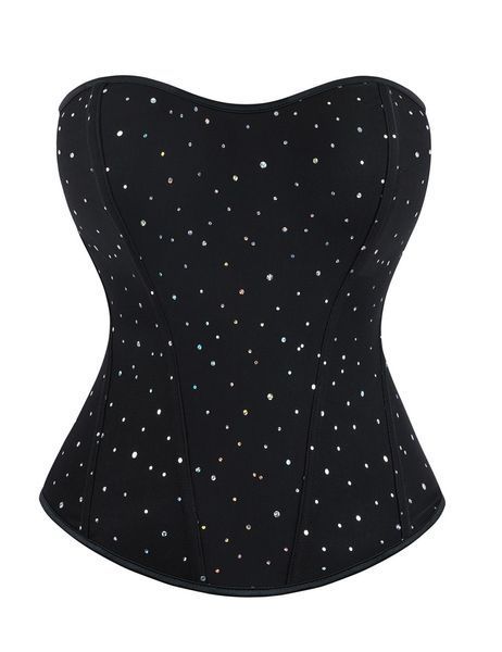 Gorset z kryształkami Star Night 6 Plastic Bones, Black