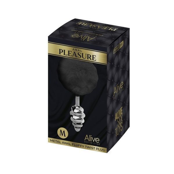 Анальна рельєфна пробка Alive Anal Pleasure із чорним хвостиком, М AL70395 SafeYourLove